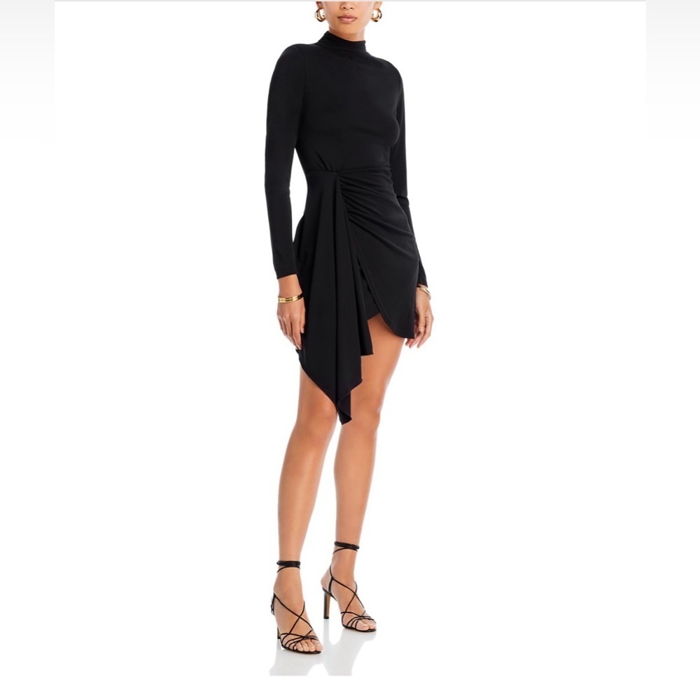 Long Sleeve Jersey Mock Neck Wrap Skirt Dress Size XL